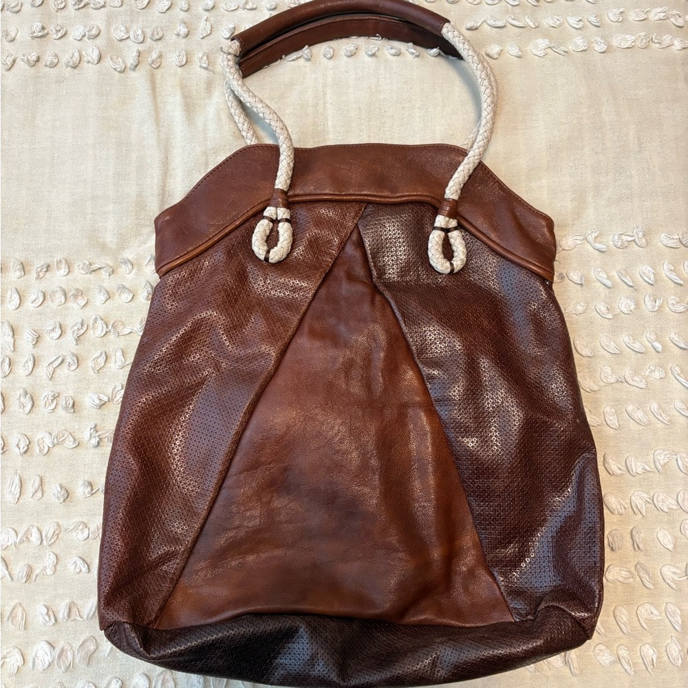 Nanette Lepore cognac leather tote with dust bag NWOT